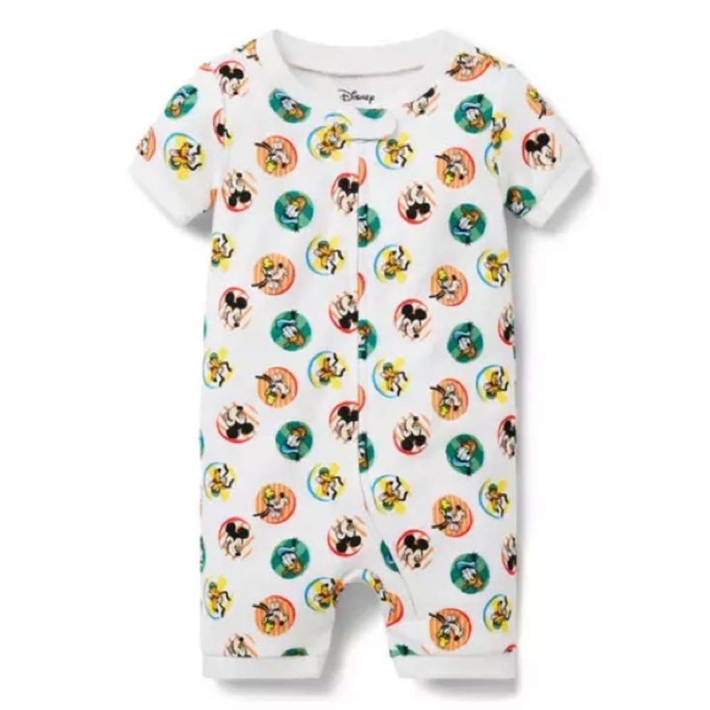 Disney x Janie And Jack Baby Short Zip Pajamas Mickey Mouse Friends Size 12-18m
